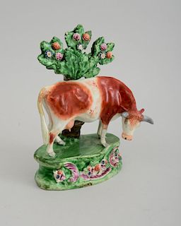 STAFFORDSHIRE PEARLWARE FIGURE OF A COW