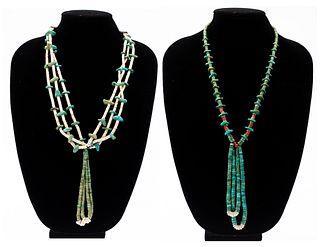 Two Native American Turquoise Drop Necklaces
