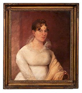 Portrait of a Woman in a White Dress, Attributed to Gilbert Stuart 