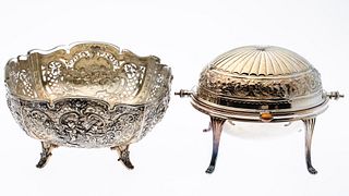Silverplate Centerpiece and a Lidded Tureen