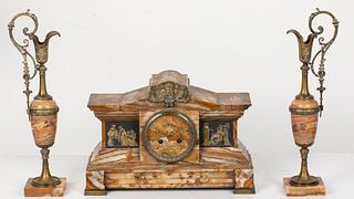 Grecian Revival Mantle Clock and Garniture, Savannah