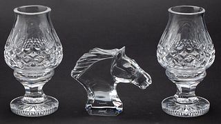 Baccarat Horse & Pair of Waterford Candleholders