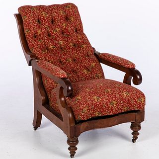 Victorian Mahogany Reclining Open Armchair, 19th C