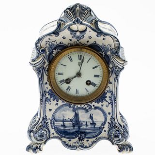 Delft Blue and White Ceramic Mantle Clock