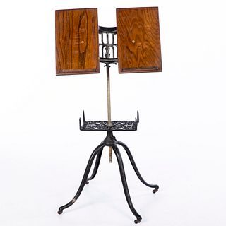 Oak and Cast Iron Dictionary Stand