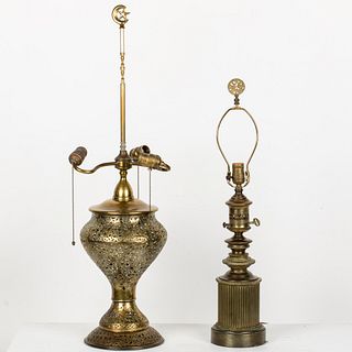 Moroccan Brass Lamp and Another Brass Lamp