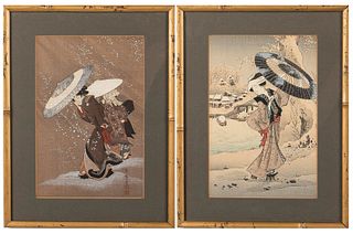 Kitagawa Fujimaro, Two Japanese Woodblock Prints