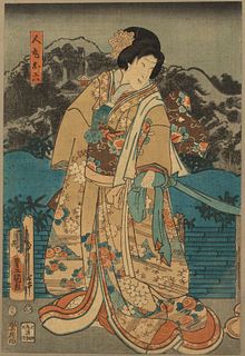 Japanese Woodblock Print of a Woman