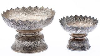 Small Thai Silver Compote and Silverplate Compote