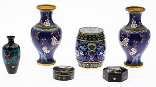 Group of 6 Asian Cloisonne Articles