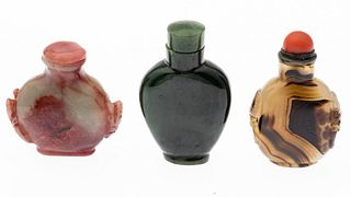 3 Chinese Stone Snuff Bottles