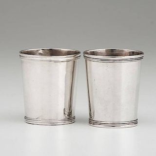 Pair of Cincinnati Kinsey Coin Silver Julep Cups 