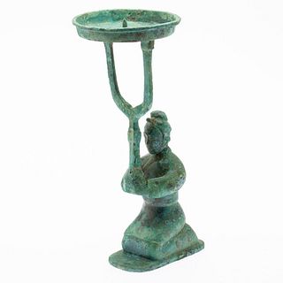 Late Warring States Style Bronze Candle Holder