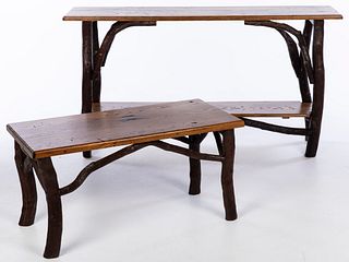 Chestnut and Branch Form Console Table and Low Table