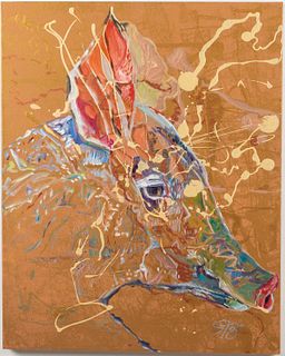 Sue Fazio (NC, 20th/21st C), Pig, Oil on Canvas