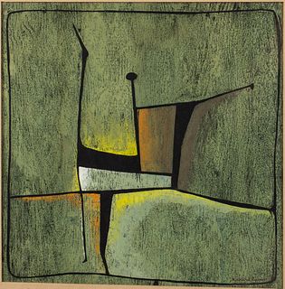Richard Lyons, Abstract, Woodblock Print, 1969