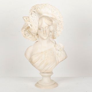 Adolpho Cipriani, Bust of a Woman with a Hat, Marble