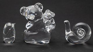 3 Glass Animals, including Orrefors and Steuben