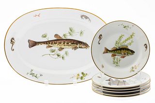 6 Ginori Fish Plates and Platter