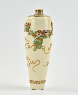 Japanese Satsuma Vase with Flower, 18-19th C.