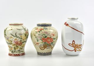 Group of 3 Japanese Enamel Porcelain Vase