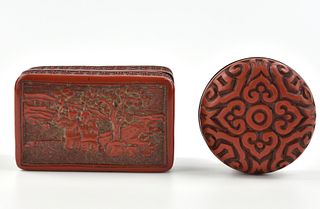 2 Chinese Red Lacquer Carved Boxes,20th C.