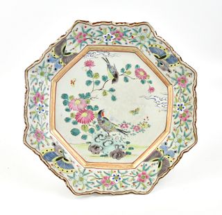 Chinese Famille Rose Octagonal Plate, 18th C.