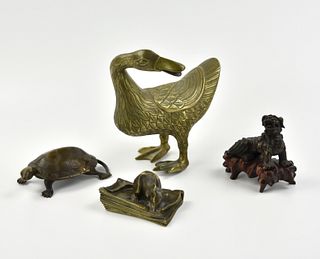 Group of 4 Japanese Bronze Animal Figure