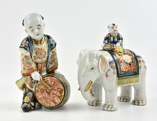 2 Japanese Porcelain Figures of Boy, 19th C.