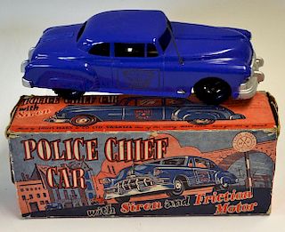 Louis Marx Toys Police Car with Siren and Friction Motor in original box some scuffing to box