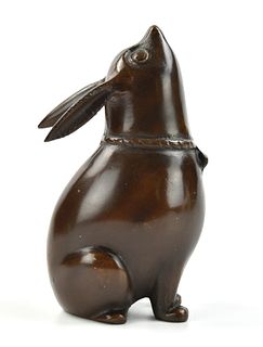Japanese Bronze Bunny Figure