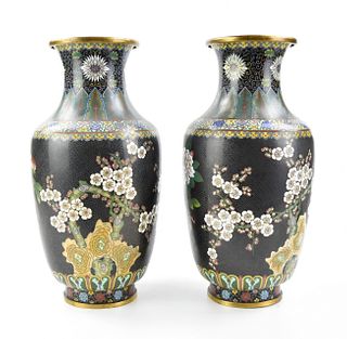 Pair of Japanese Cloisonne Vases, 19-20th C.