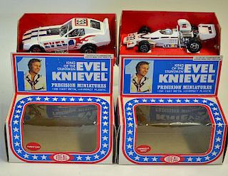 Ideal Toy Corp a pair of "Evel Knievel" (1) Funny Car and (2) Formula 5000 Racing Car - both are fin