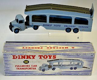 Dinky No.582 Bedford Pullmore Car Transporter light blue cab and trailer with "Dinky Toys Delivery S