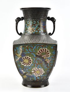 Japanese Cloisonne Square Vase, Meiji Period