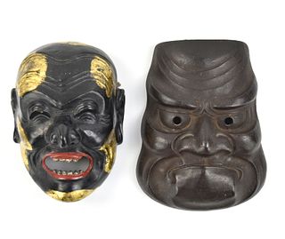 Japanese Gilt Lacquer & Bronze Mask, 19-20th C.