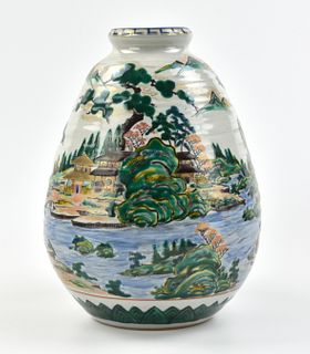Japanese Porcelain Vase w/ Landscape,20th C.