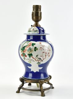 Chinese Blue & Famille Verte Jar MAL, 19th C.