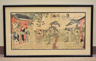 Large Japanese Woodblock, Immortals & Figures