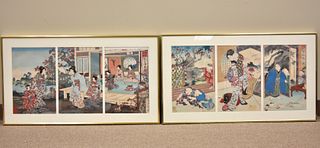 2 Japanese Woodblock Paintings of Figures