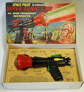 Merit Dan Dare Space Pilot Ray Gun 3 colour super-sonic ray gun, hard plastic, in black, red, green