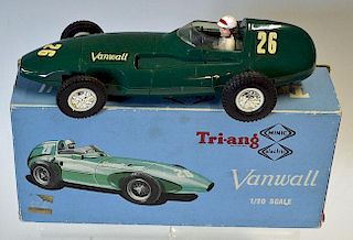 Triang Minic electric 1:20 scale M012 Vanwall racing car having green plastic body with driver, comp