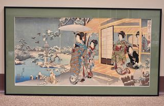 A Large Japanese Woodblock Painting