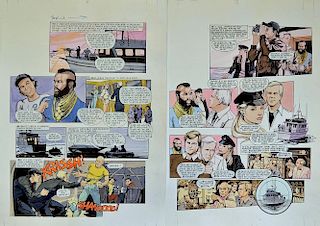 Original Comic Artwork A-Team Two pages of original colour comic strip artwork by Gray for Look-In m