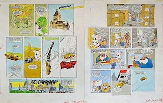 Original Comic Artwork Two pages of Danger Mouse original colour comic strip artwork by Arthur Ranso