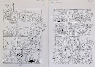 Original Comic Artwork Three pages of Rugrats TV cartoon original comic pen and ink artwork by Dave