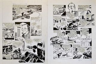 Original Comic Artwork Two pages of Street Hawk original pen and ink strip artwork by Barrie Mitchel