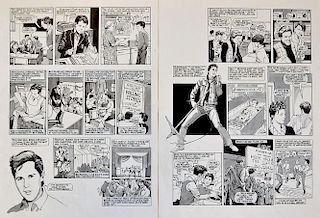 Original Comic Artwork Two pages of Shakin Stevens original pen and ink comic strip artwork by Gray