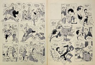 Original Comic Artwork Cannon and Ball featuring in The Look-in Comic Double page spread from issue