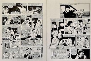 Original Comic Artwork Hand Drawn Pop Star Paul Young Story Board Artwork in original Pen & Ink by S